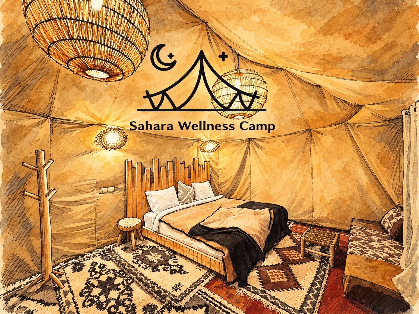 Sahara wellness camp — Illustration based on a real photograph of the property on Booking.com. Sahara wellness camp — Illustration based on a real photograph of the property on Booking.com.