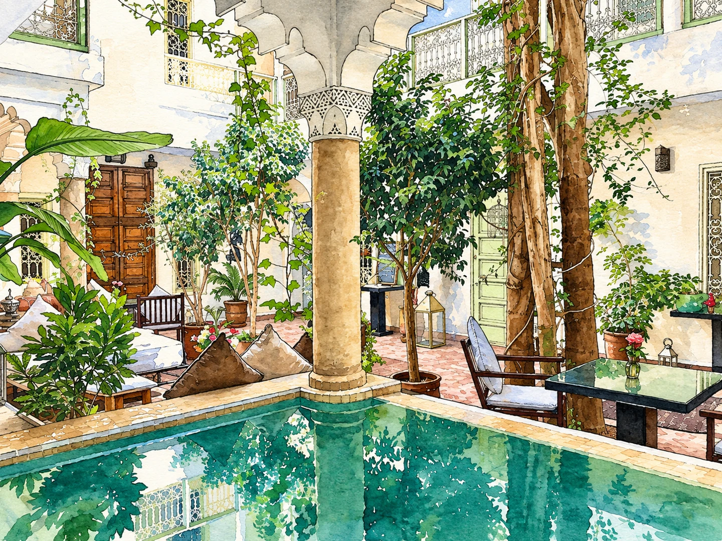 Dar Crystal — Illustration based on a real photograph of the property on Booking.com. Dar Crystal — Illustration based on a real photograph of the property on Booking.com.